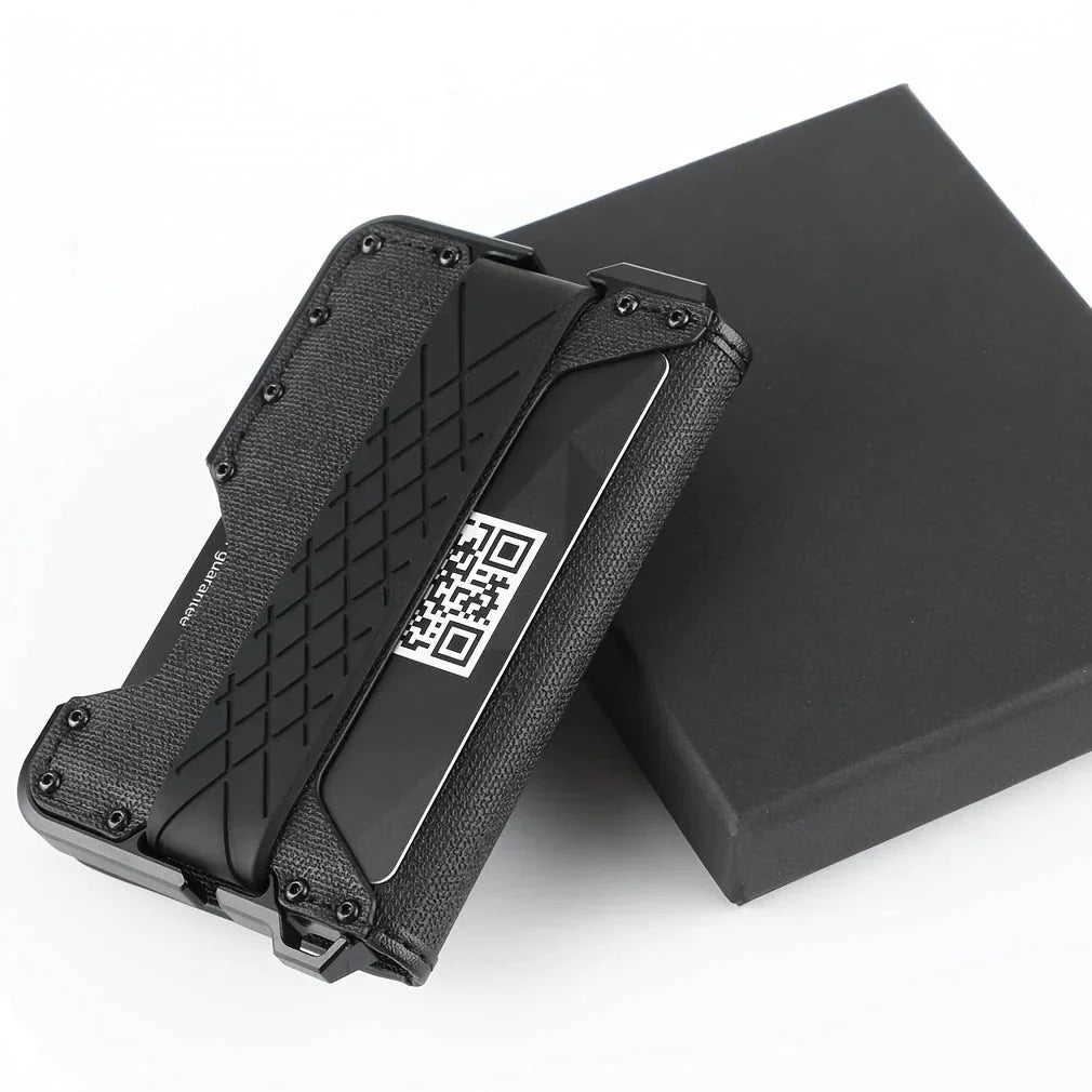 Men's Slim Metal Leather Wallet Anti Spier