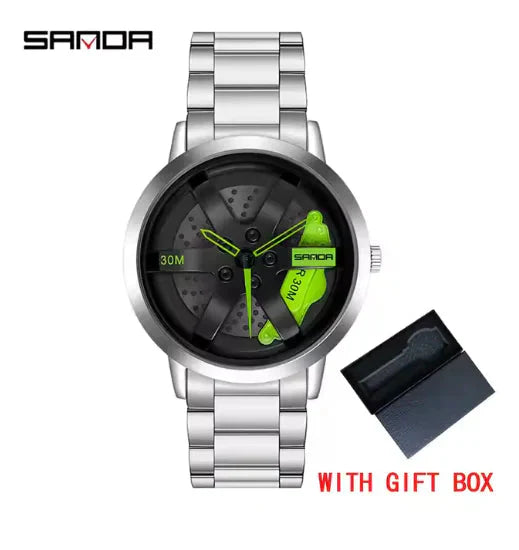 Men's 3D Car Wheel Sports Watch - Waterproof Quartz Anti Spier