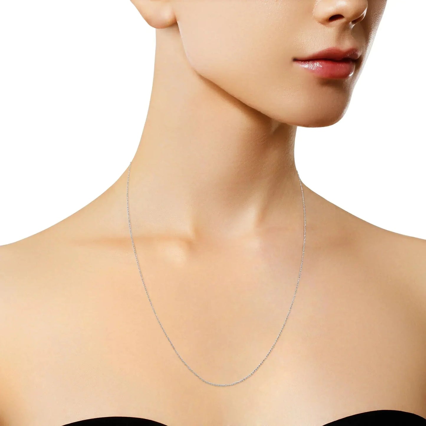 10K Gold 0.5 mm Slender & Dainty Fine Rope Chain Necklace - Anti Spier - Anti Spier - 
