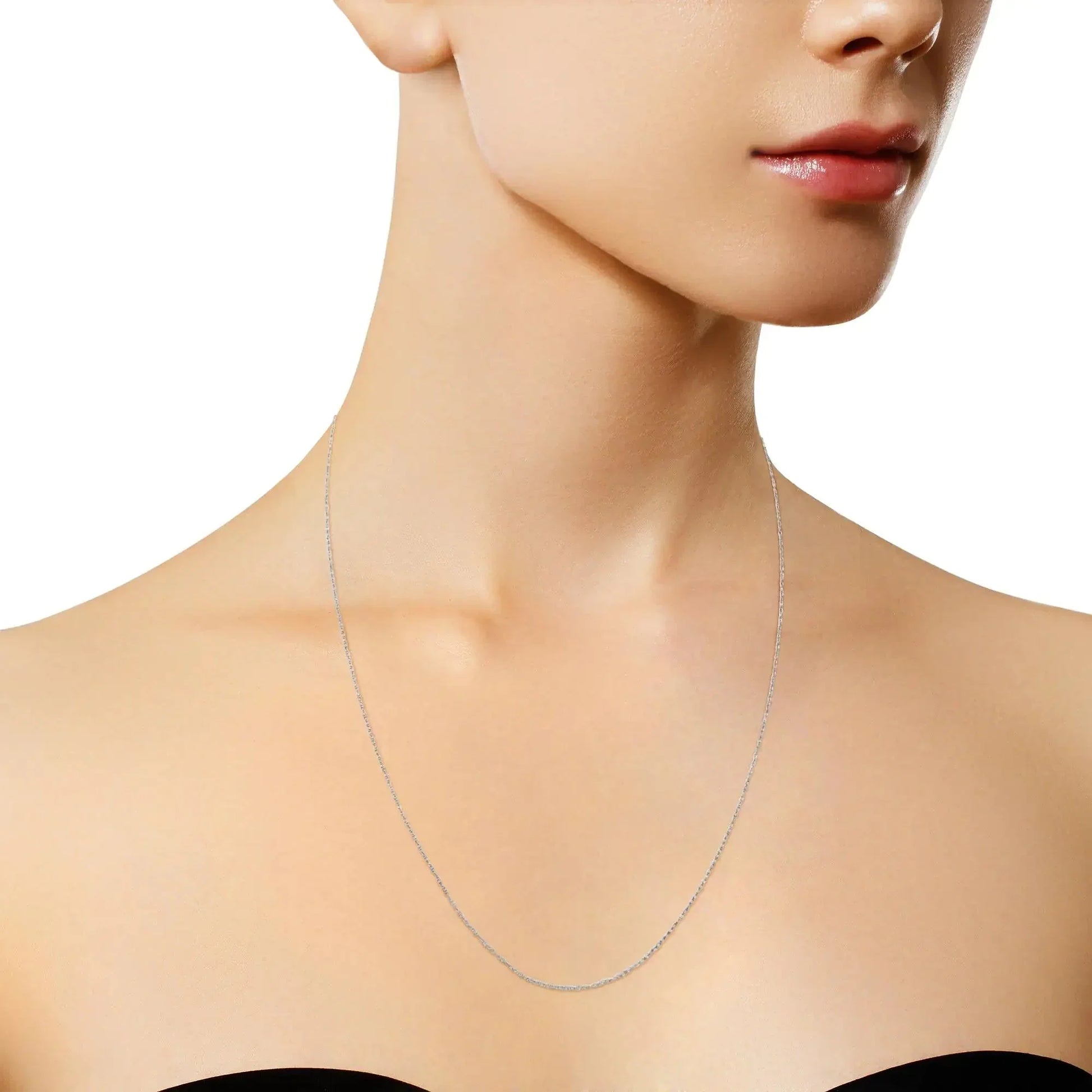 10K Gold 0.5 mm Slender & Dainty Fine Rope Chain Necklace - Anti Spier - Anti Spier - 