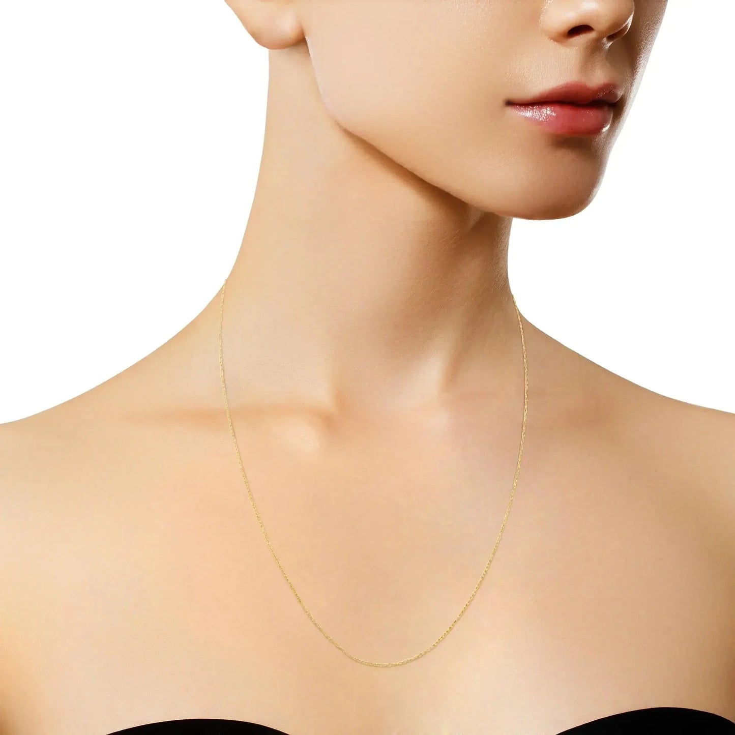 10K Gold 0.5 mm Slender & Dainty Fine Rope Chain Necklace - Anti Spier - Anti Spier - 