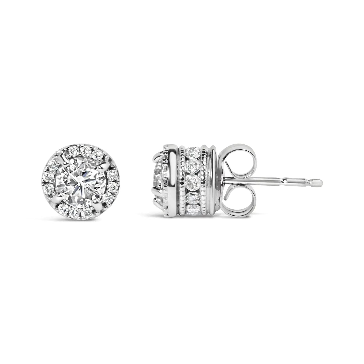 10K White Gold 1.00 Cttw Diamond Hidden Halo Stud Earring (H - I Color, I1 - I2 Clarity) - Anti Spier - Anti Spier - earring