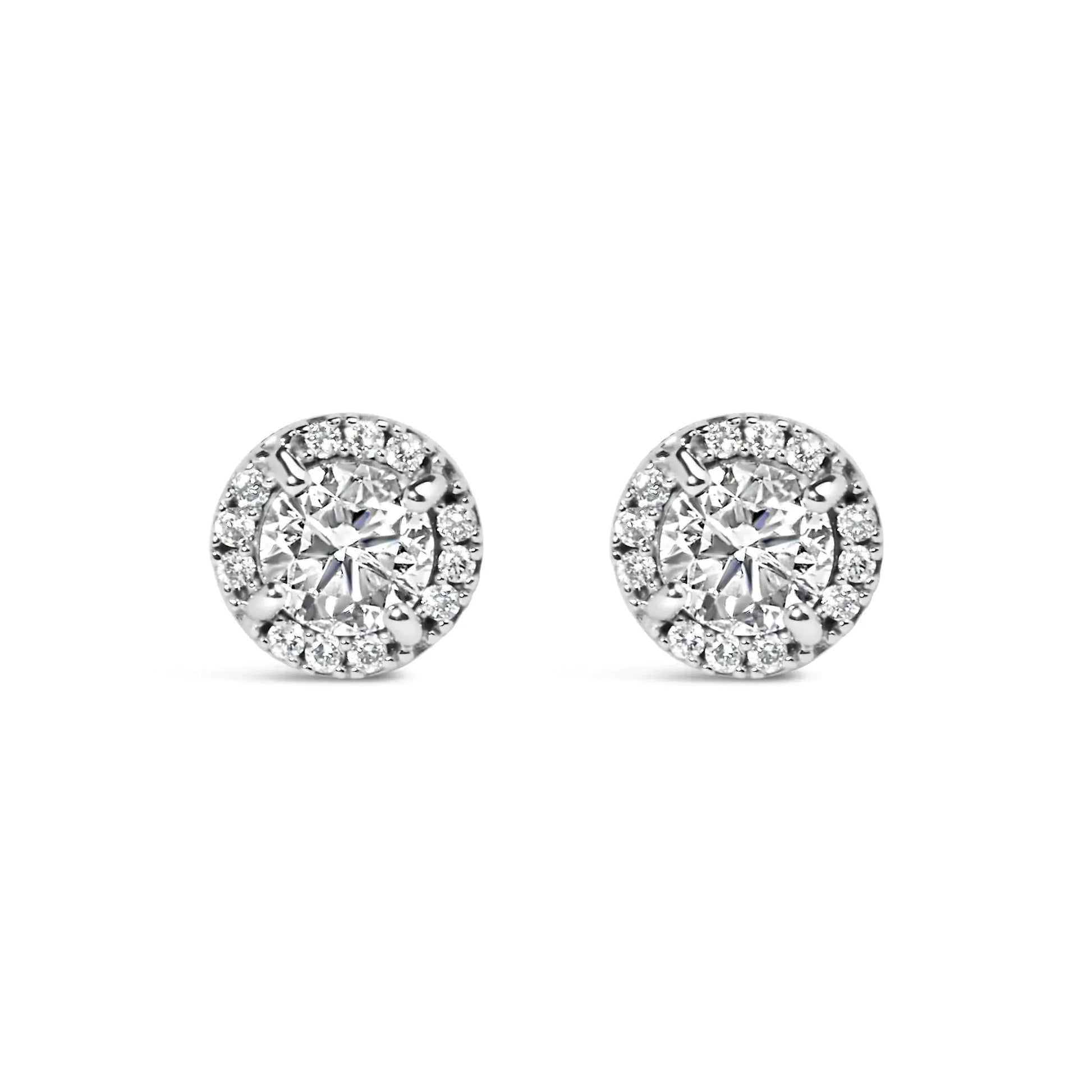 10K White Gold 1.00 Cttw Diamond Hidden Halo Stud Earring (H - I Color, I1 - I2 Clarity) - Anti Spier - Anti Spier - earring