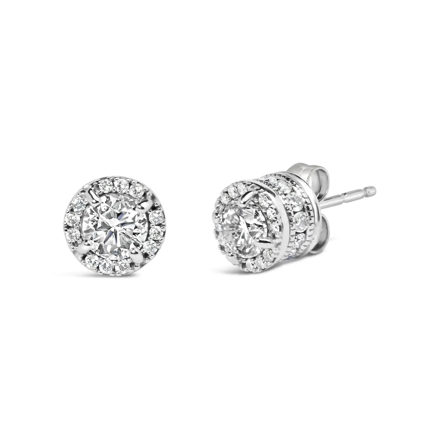 10K White Gold 1.00 Cttw Diamond Hidden Halo Stud Earring (H - I Color, I1 - I2 Clarity) - Anti Spier - Anti Spier - earring