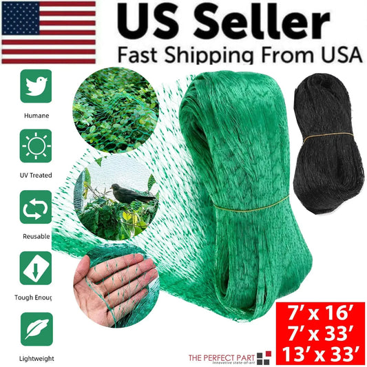 33FT Anti Bird Netting Pond Net Protection Tree Crops Plants Fruits Garden Mesh Anti Spier