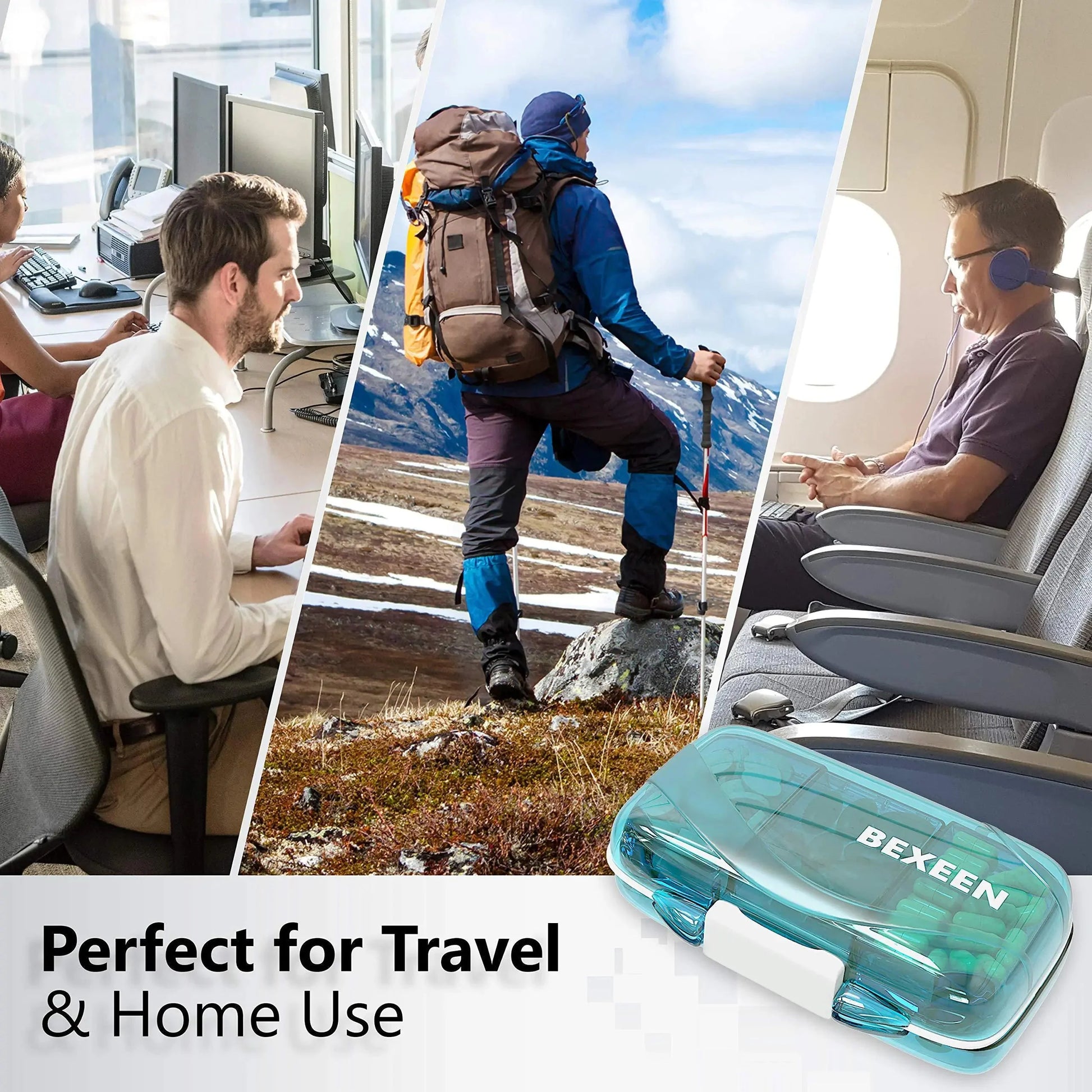 Travel Pill Organizer Moisture Proof Pill Box Daily Medicine 7 Compartments Anti Spier