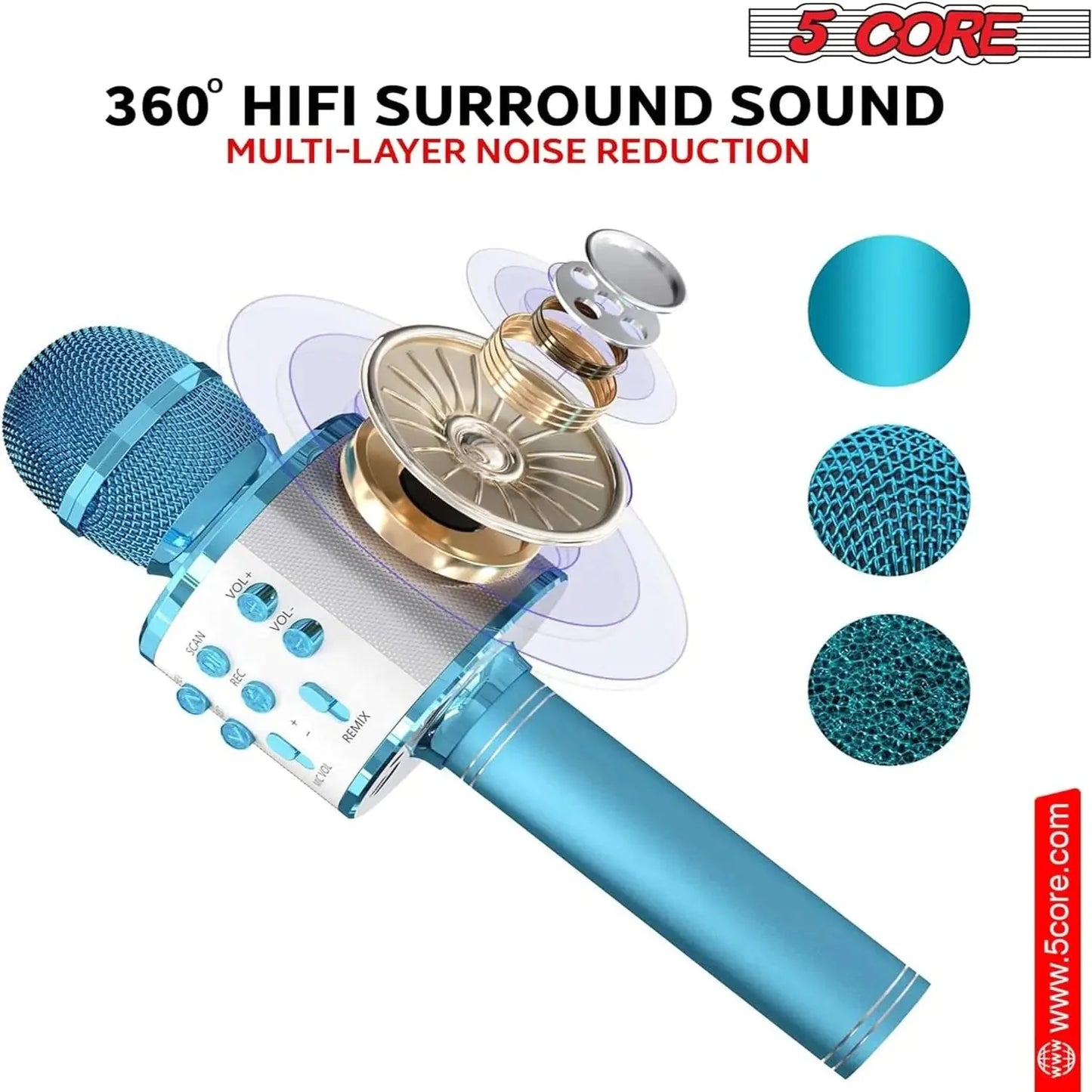 5Core Wireless Karaoke Microphone Bluetooth Mic Portable Handheld Microfonos Inalambricos Anti Spier
