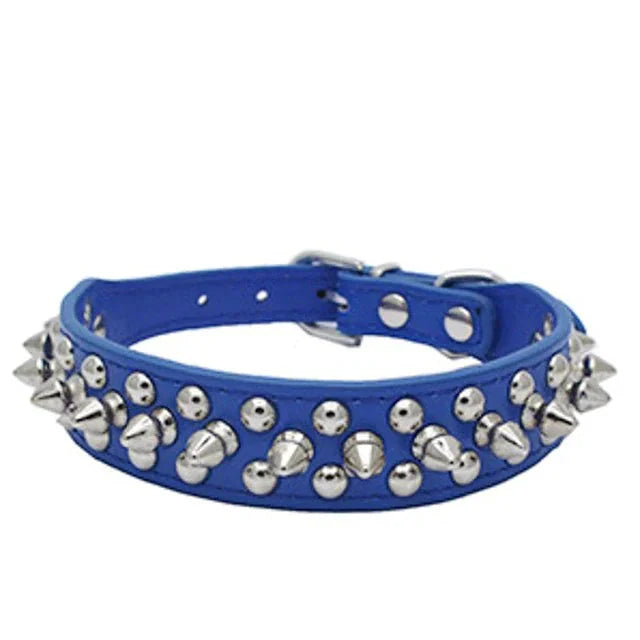 Spiked Studded Leather Dog Collar Rivets Pet Small Large Cat Pit Bull Adjustable Anti Spier