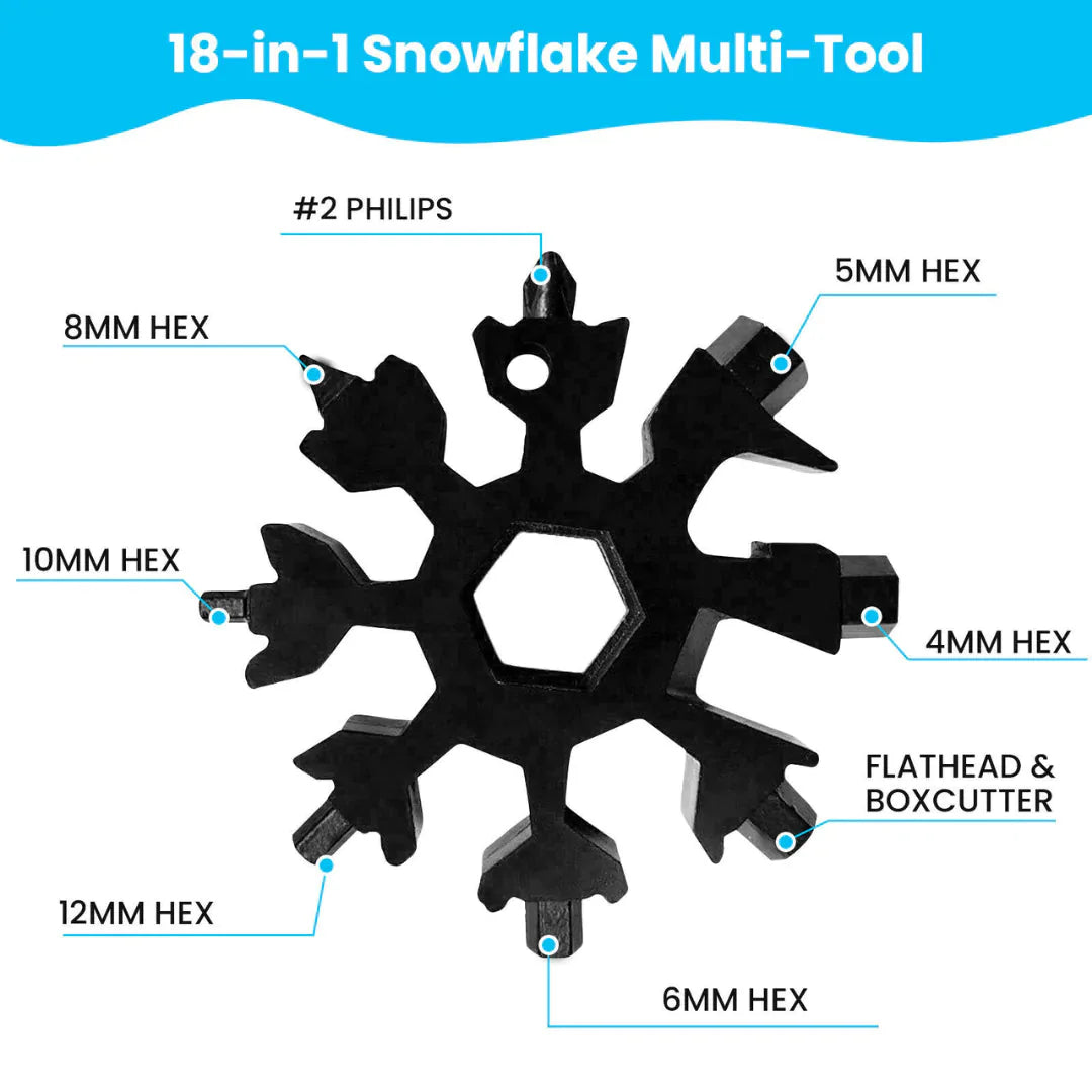 18 in 1 Portable Snowflake Multi Tool Anti Spier