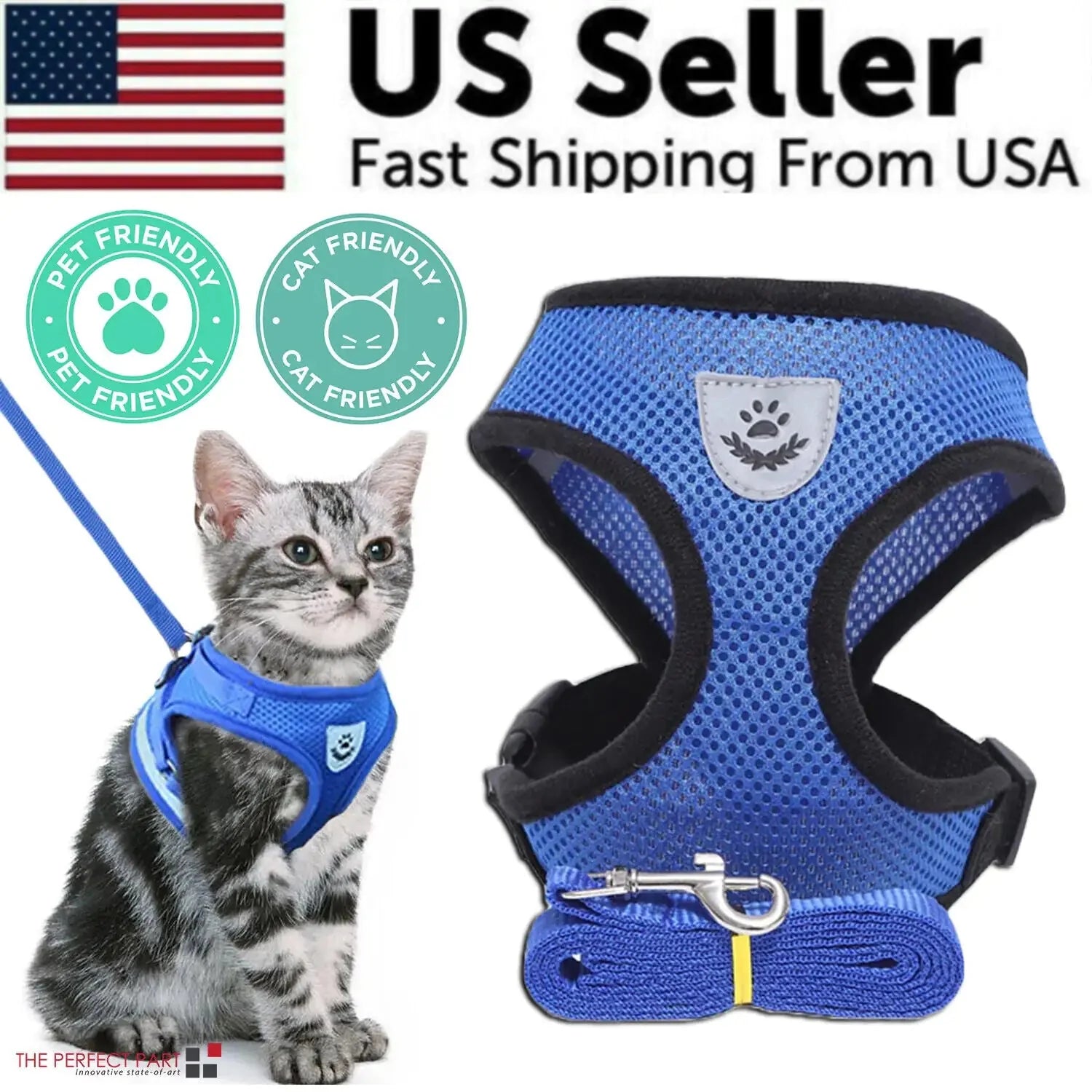 Cat Dog Pet Harness Adjustable Control Vest Dogs Reflective S M L XL Leash Anti Spier