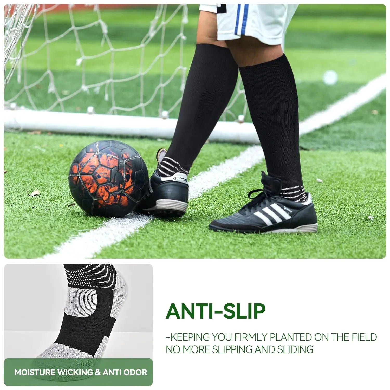 IRAMY Compressive Soccer Socks Ankle Compression Support Coolmax Wicking Anti-Slip Football Baseball Softball 1/2/3 Packs Small Red-two Packs Anti Spier