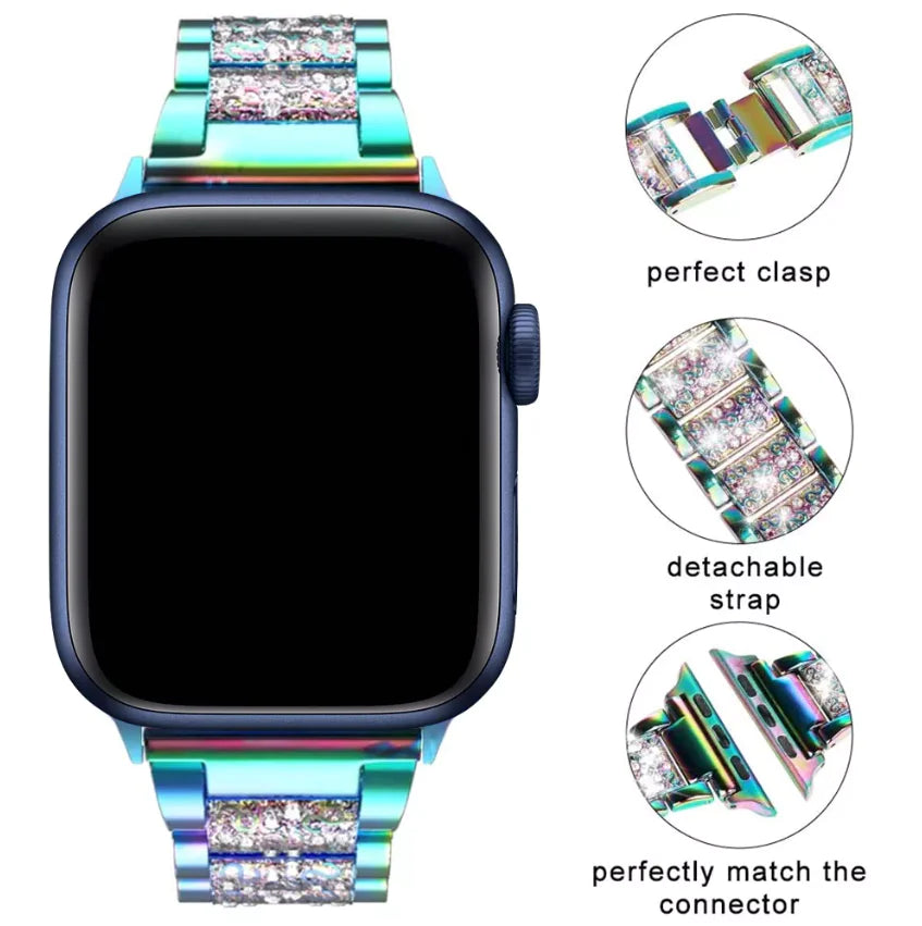 Crystal Bling Band Case iWatch Strap For Apple Watch Ultra Series 8 7 SE 6 5 4 3 - Anti Spier 