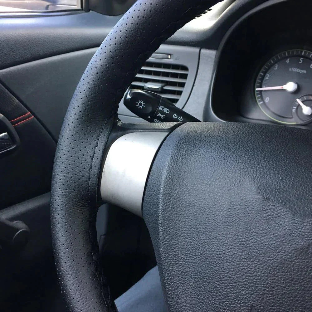 Genuine Leather DIY Car Steering Wheel Cover Anti-slip For 15"/38 cm Black US Anti Spier