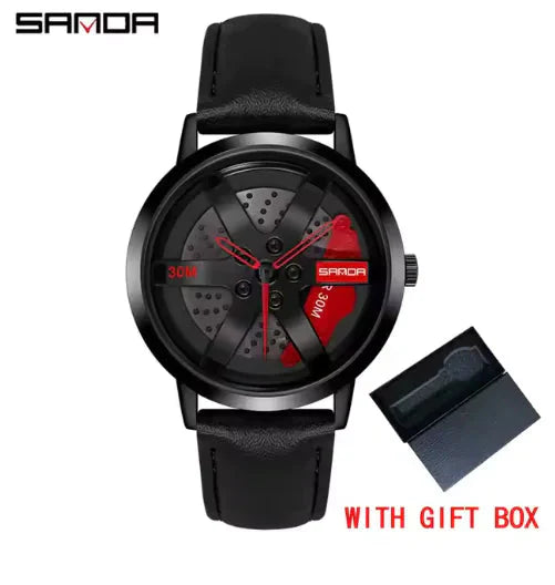 Men's 3D Car Wheel Sports Watch - Waterproof Quartz Anti Spier