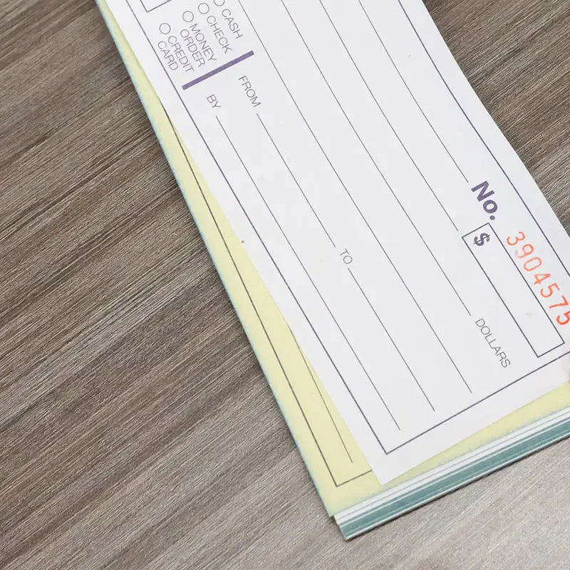 50 Sets 7 1/2" x 2 3/4" 2-Part Carbonless Cash or Rent Receipt Book Anti Spier