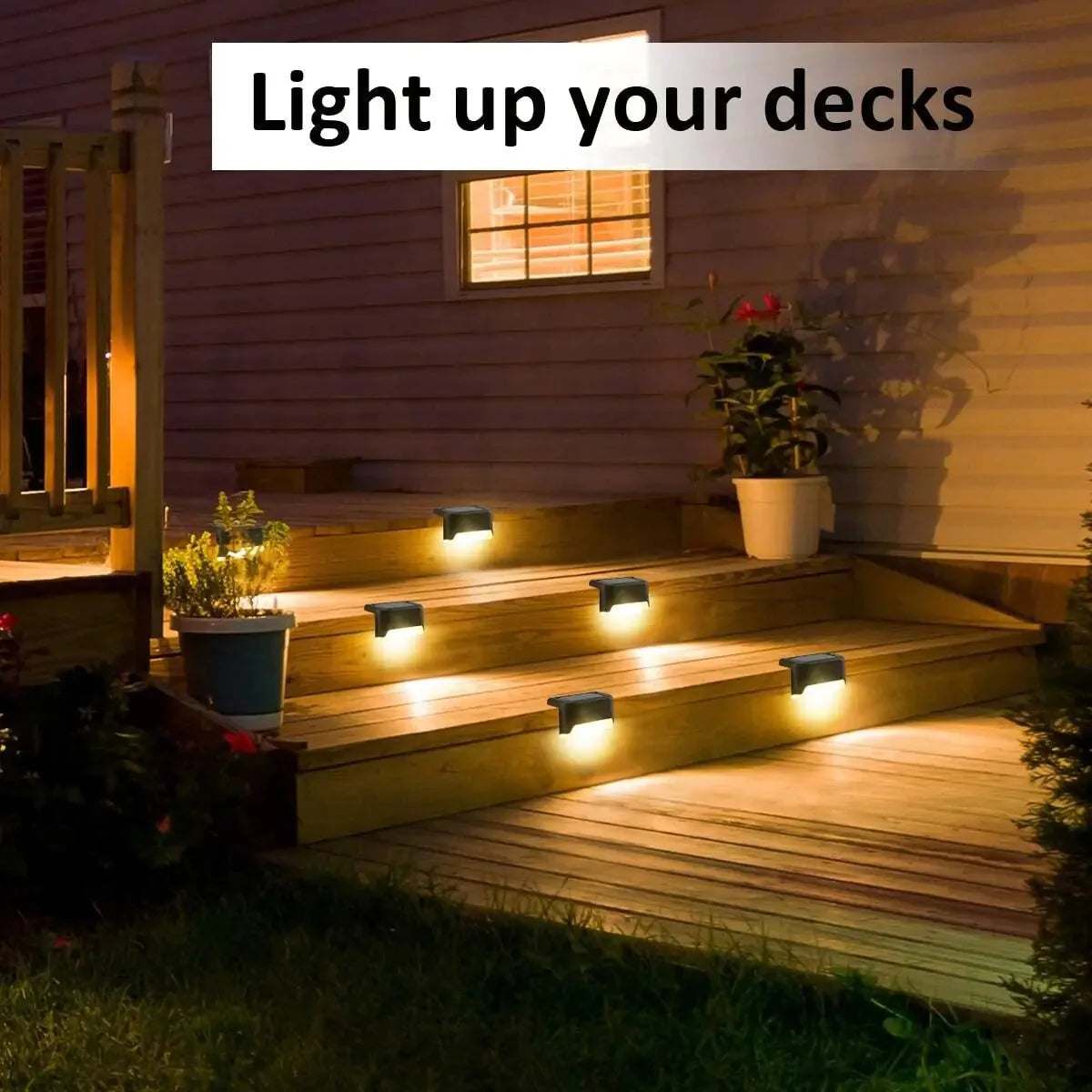 8 Pack New Solar Deck Lights Outdoor Waterproof LED Steps Lamps For Stairs Fence Anti Spier