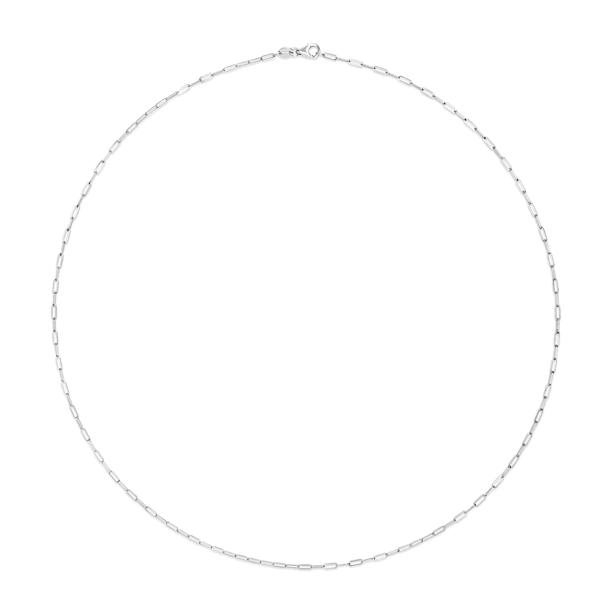 Unisex Solid 14K Gold 1.5mm Paperclip Chain Necklace - Choice of Length and Metal Color - Anti Spier 