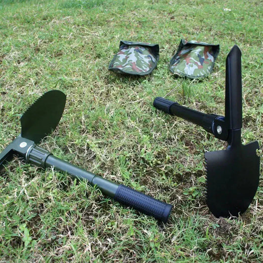 Compact Outdoor Multi-Tool Shovel with Folding Pickaxe Anti Spier