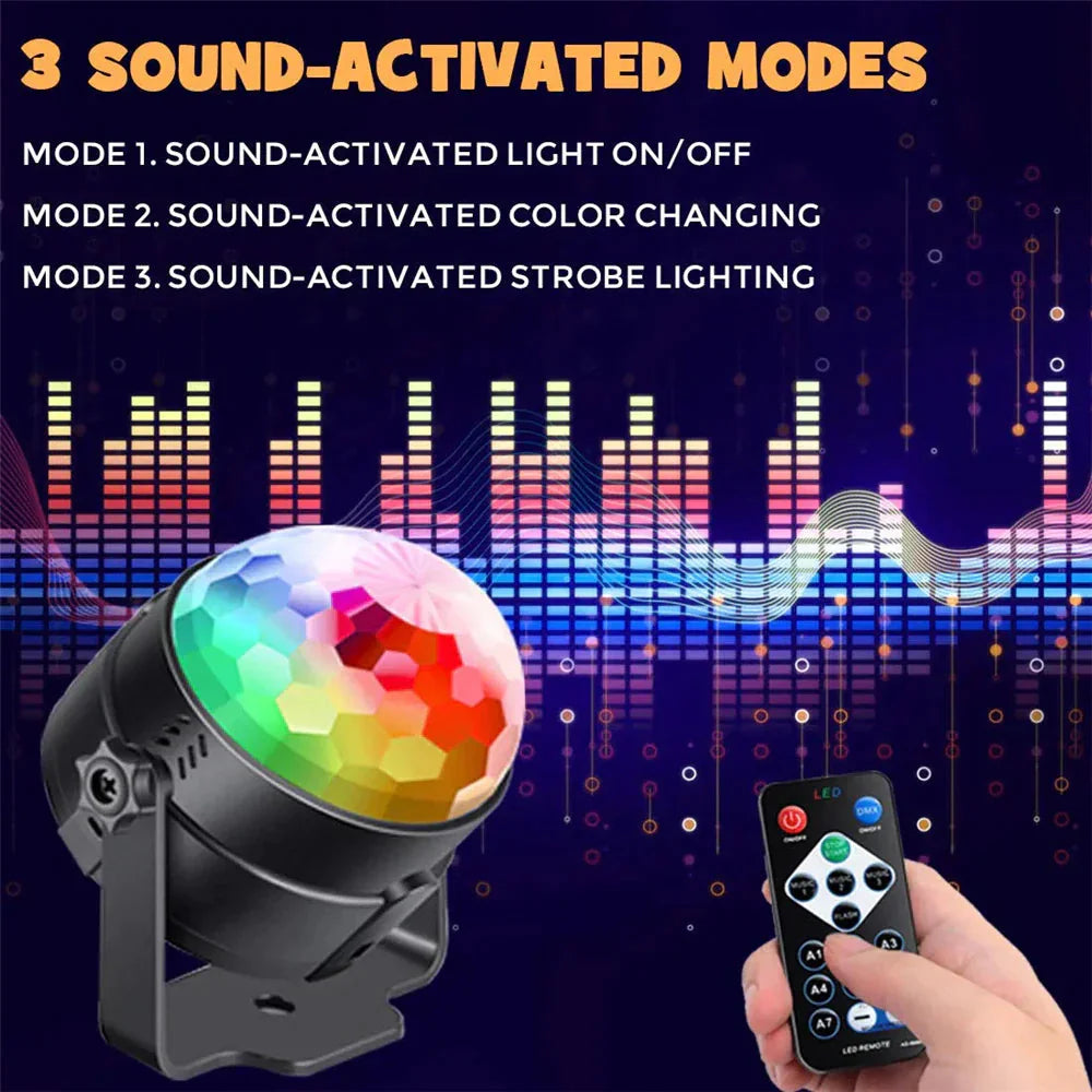 Disco Party Lights Strobe LED DJ Ball Sound Activated Bulb Dance Lamp Decoration Anti Spier