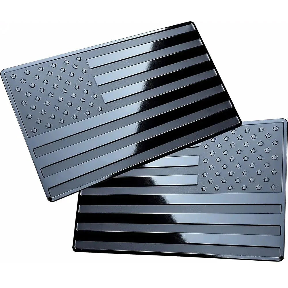 2PCS Metal USA Flag Sticker American Car Truck Decal Emblem Black Anti Spier