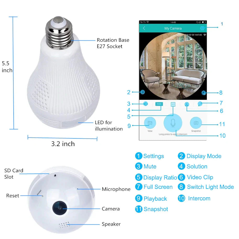 Light Bulb Shape Security Camera Anti Spier