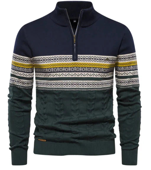 Men's Stand-up Collar Half-Zip Sweater Anti Spier