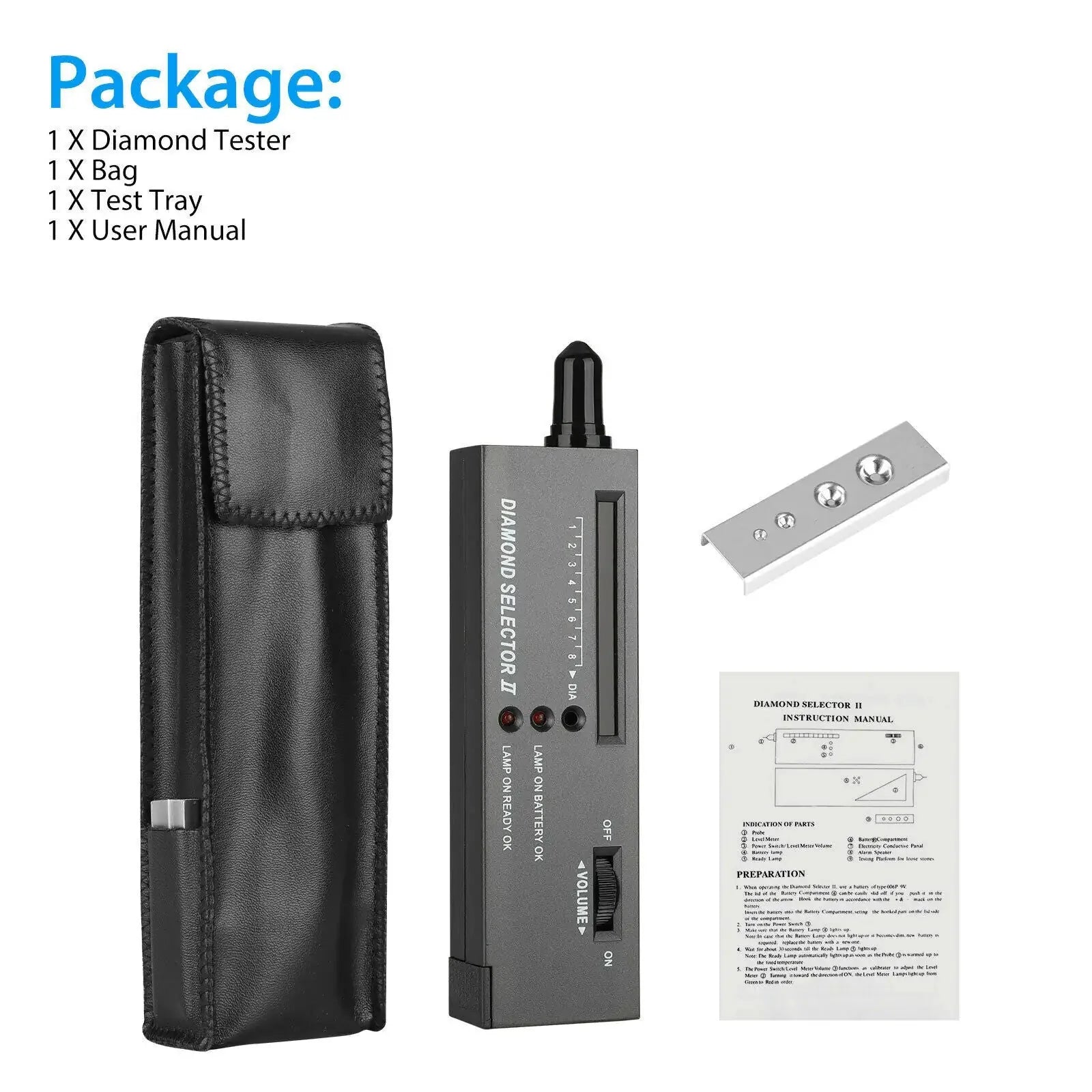 Portable Diamond Tester Selector Illuminated Jewelry Gemstone Testing Tool Kit Anti Spier