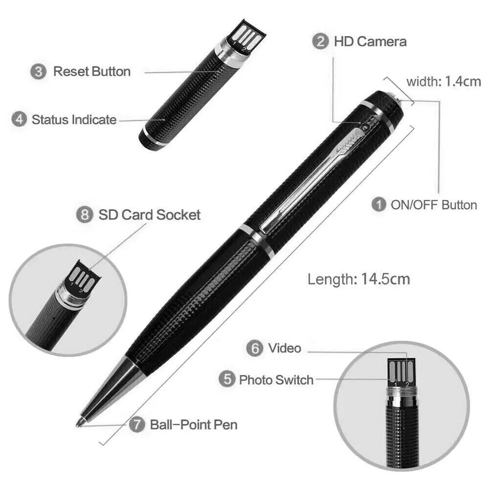 Hidden Cam Pocket Pen Camera 1080P HD Mini Body Video Recorder DVR Security USB Anti Spier
