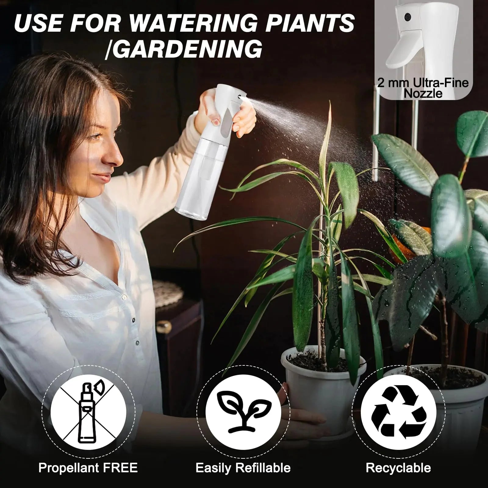 Continuous Spray Bottle for Hair (10.1oz/300ml) 2 Pack Home Essentials Spray Bottles For Cleaning Empty Ultra Fine Water Mister Sprayer For Hairstyling Garden Plants Curly Hair Perfume Etc Anti Spier