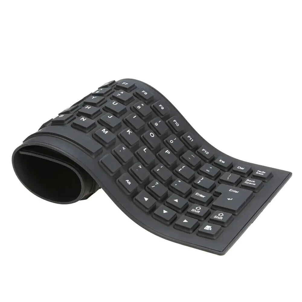 Waterproof Silicone Keyboard Foldable Flexible USB Dustproof DirtProof Full Size Anti Spier
