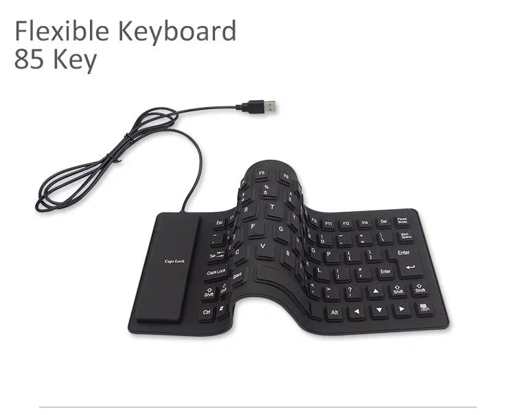Waterproof Silicone Keyboard Foldable Flexible USB Dustproof DirtProof Full Size Anti Spier