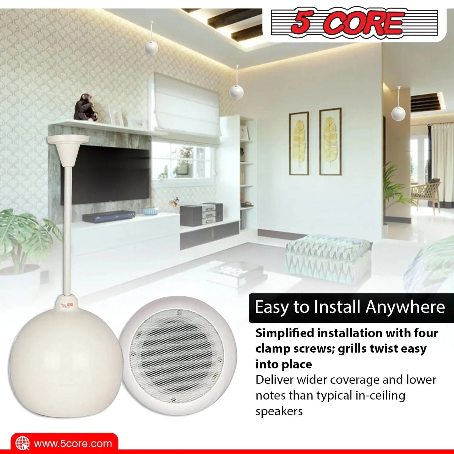 5Core Pendant Hanging Wall Speaker 15W Commercial Ceiling Mount speakers 8 Ohm Office Home Restaurant Anti Spier