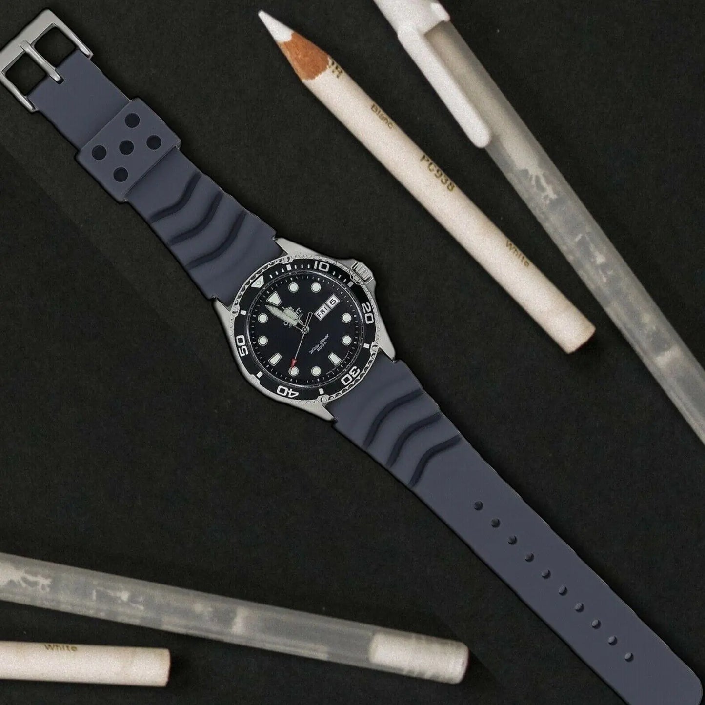 18mm 20mm 22mm Soft Silicone Watch Band Divers Replacement Strap Quick Release - Anti Spier 