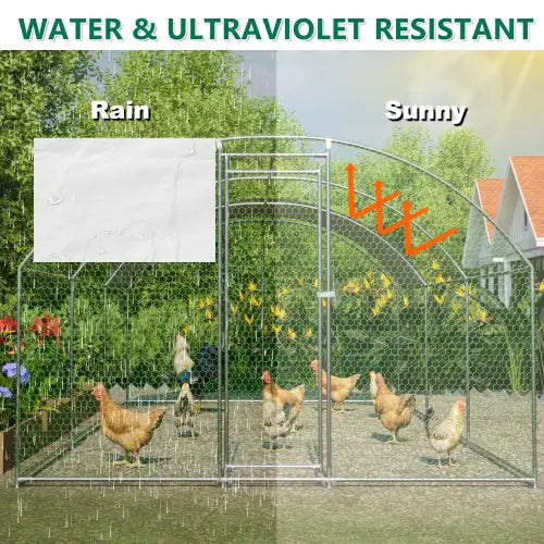 Large Chicken Coop Metal Chicken Track With Waterproof And UV Cover, Dome Shape Walk-In Fence Chicken Coop For Outdoor And Yard Farm Use