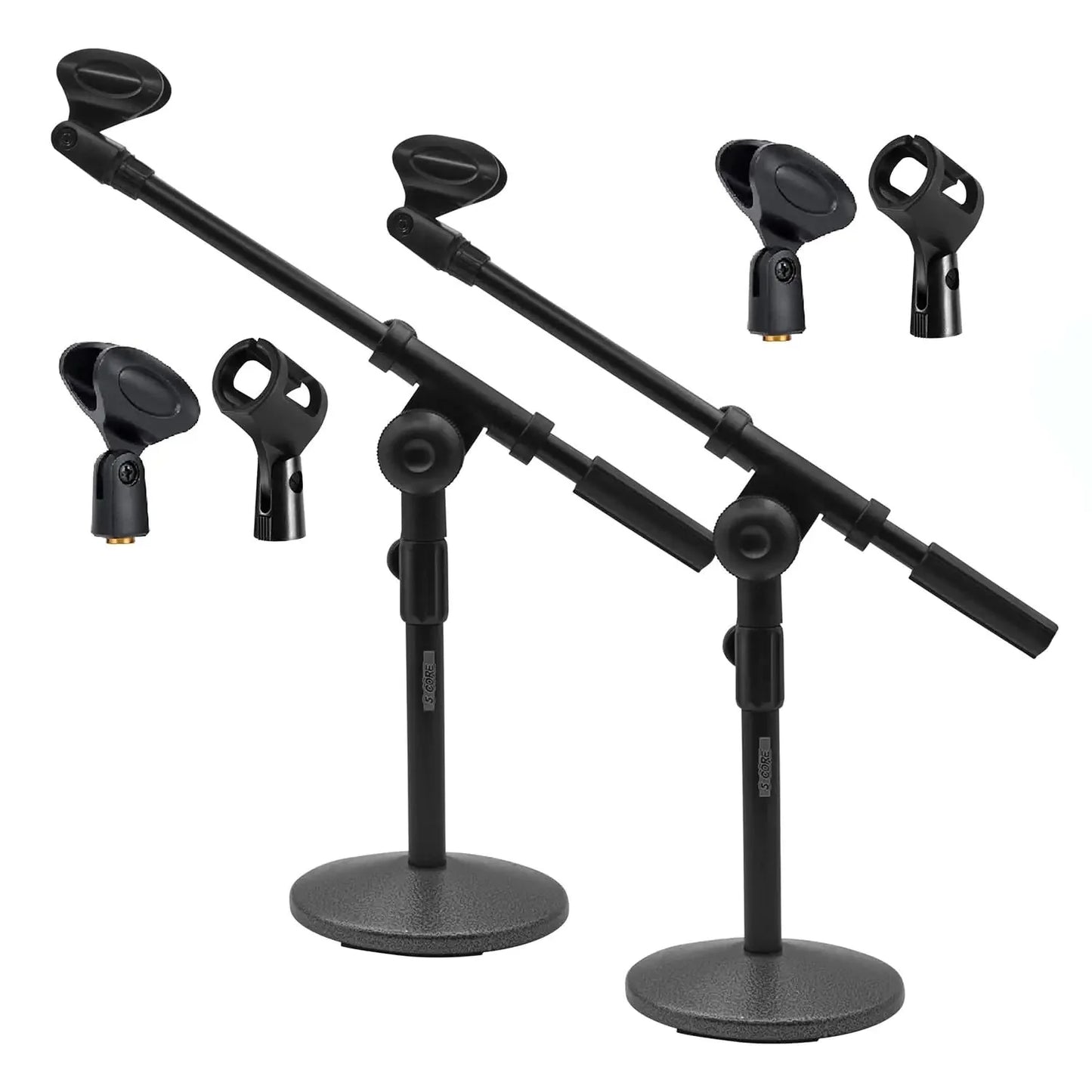 5Core Round Base Desktop Mic Stand Universal Desk Microphone Holder Table Top Stands BLACK Anti Spier