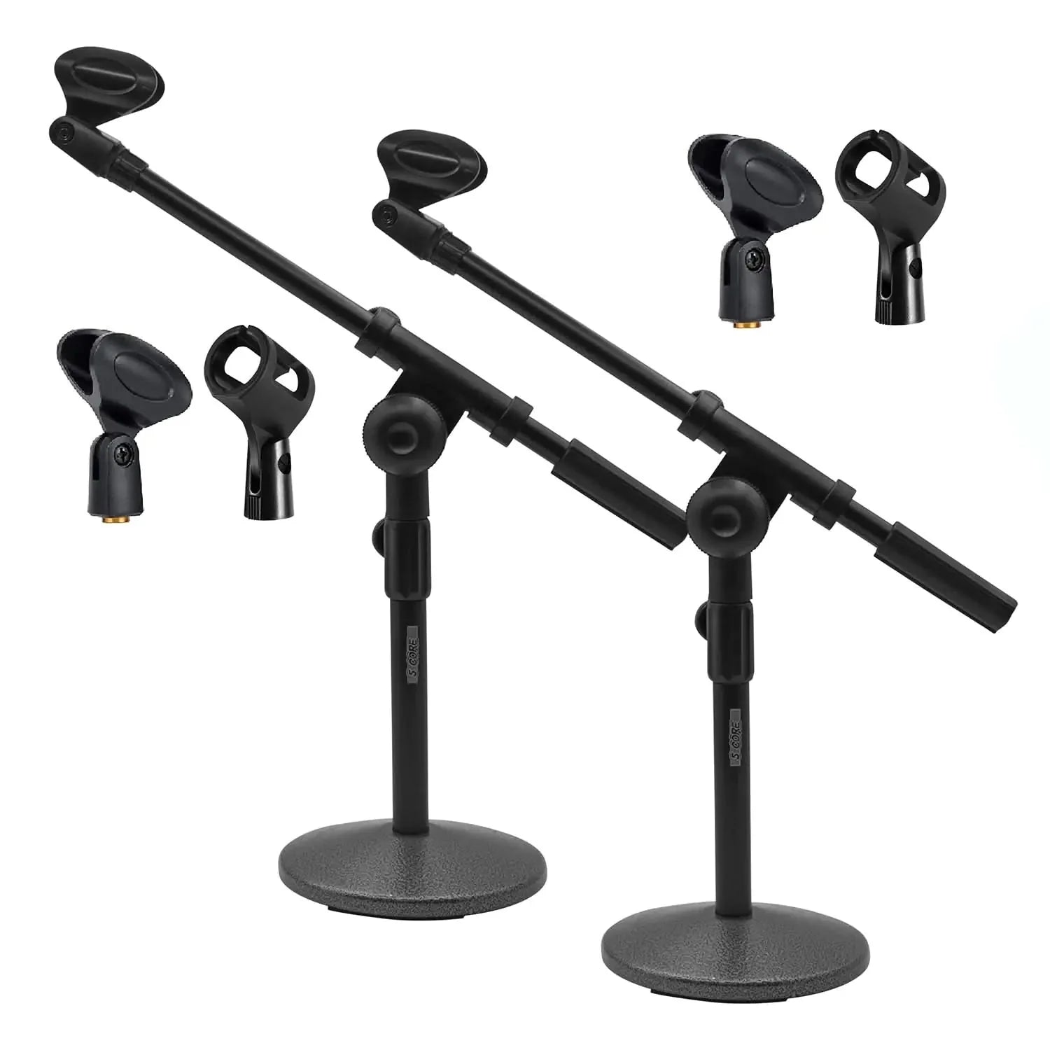 5Core Round Base Desktop Mic Stand Universal Desk Microphone Holder Table Top Stands BLACK Anti Spier