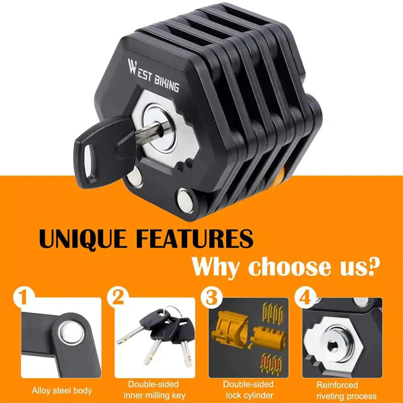 Foldable Bike Lock Anti Spier