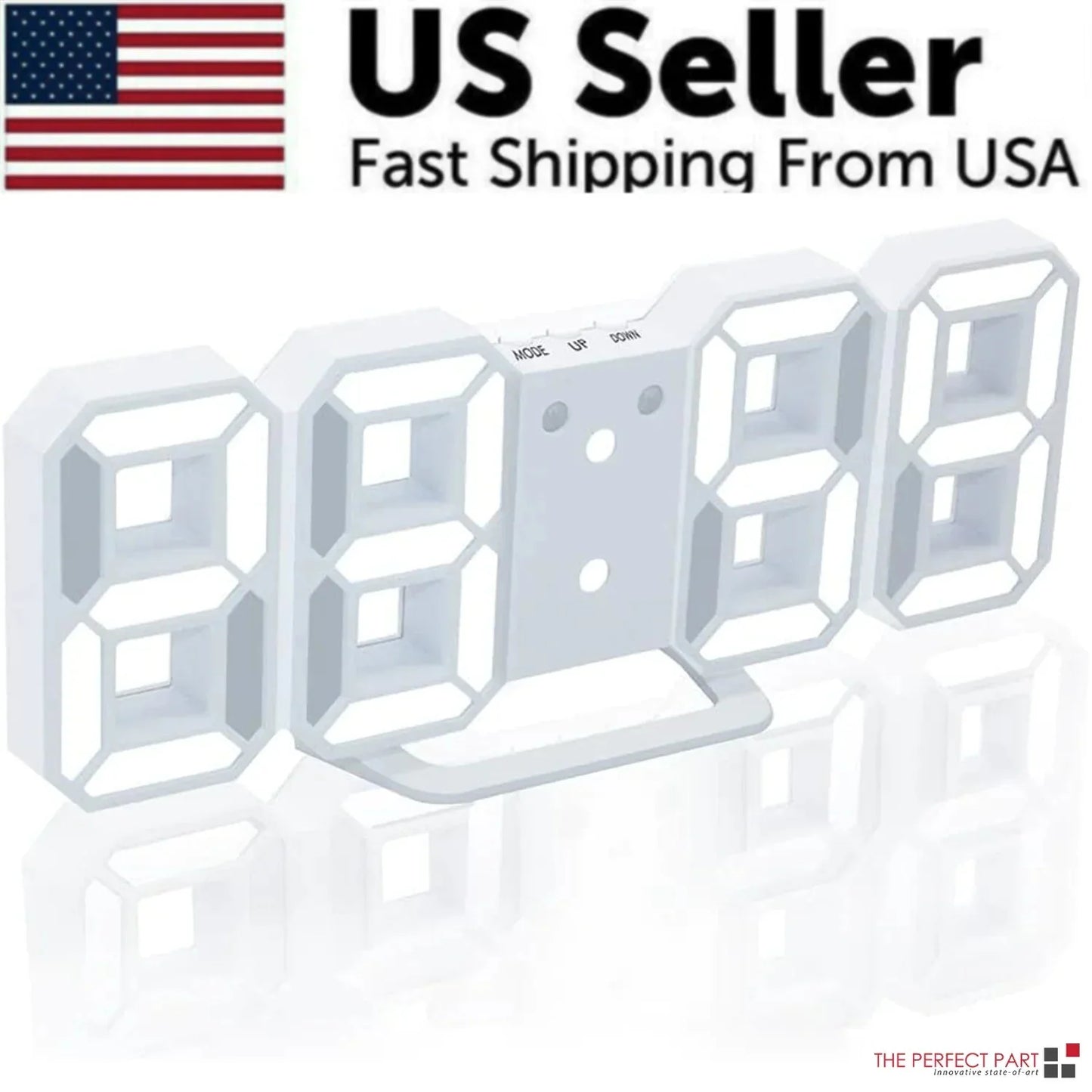 Digital 3D LED Big Wall Desk Alarm Clock Snooze 12/24 Hours Auto Brightness USB Anti Spier