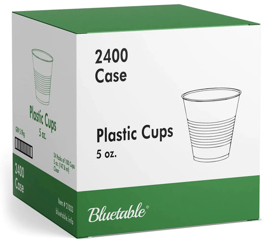 Bluetable 5 oz Cups Disposable Plastic Bulk 2400 Case – Small Medicine Cups 5 Ounce Bathroom Cups Translucent cup 5 oz. Water Dispenser Clear Drinking Cup [2400 Pack/Case] Anti Spier