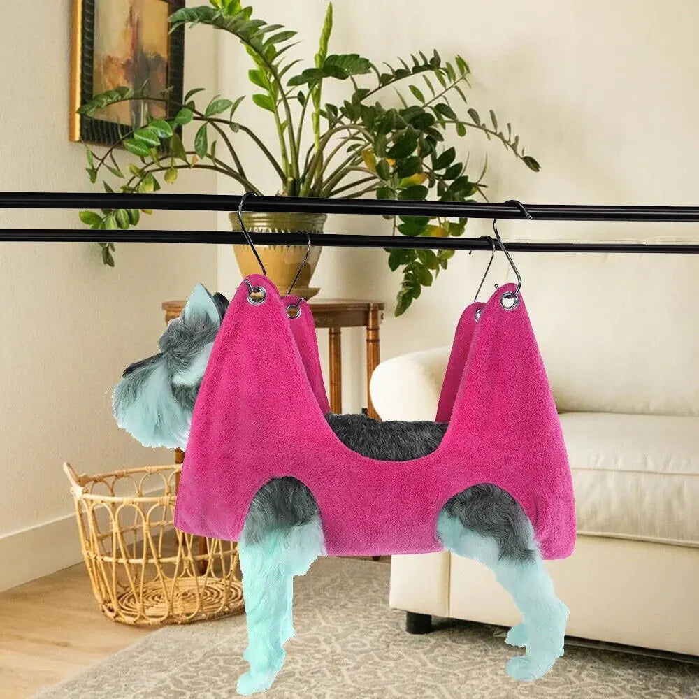 Portable Pet Dog Cat Grooming Hanging Hammock Harness Breathable Groom Helper US Anti Spier