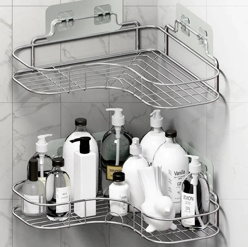 Shower Caddy Shelf Bathroom Corner Bath Storage Holder Organizer Triangular Rack Anti Spier