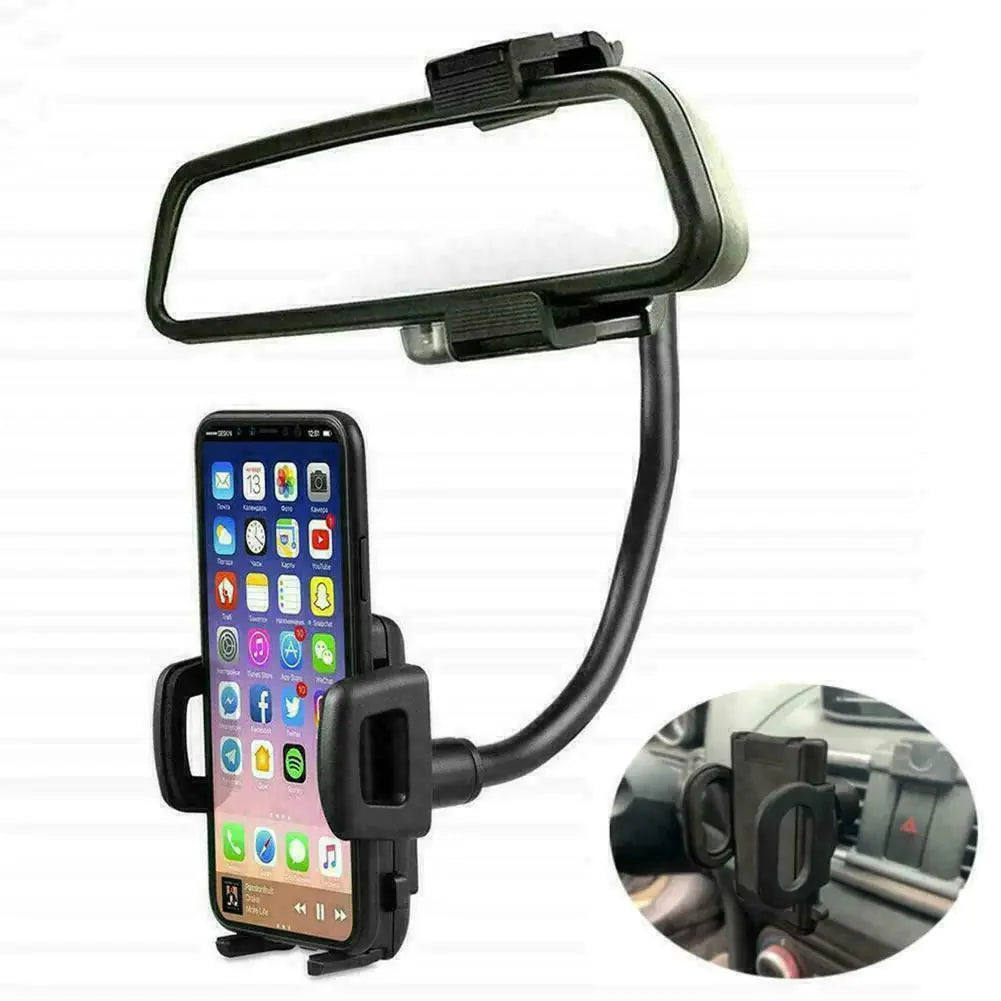 Universal 360° Car Rearview Mirror Mount Stand Holder Cradle For Cell Phone GPS Anti Spier