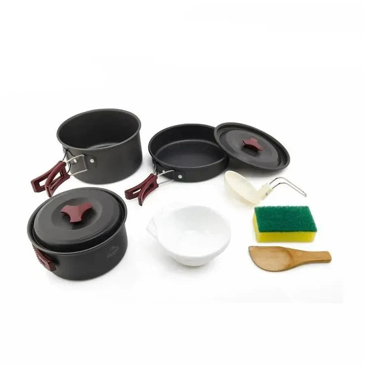 Camping Cookware Set for 2-3 People, Aluminum Alloy Anti Spier