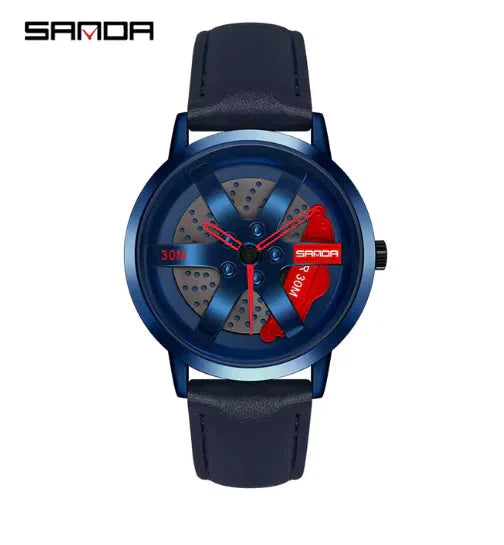 Men's 3D Car Wheel Sports Watch - Waterproof Quartz Anti Spier