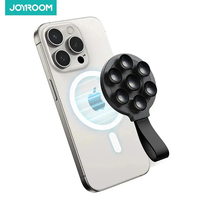Joyroom Magnetic Suction Cup Phone Mount Hand-Free Mirror Shower Silicone Suction Phone Case Grip Stand Holder For iPhone 15 Pro Anti Spier