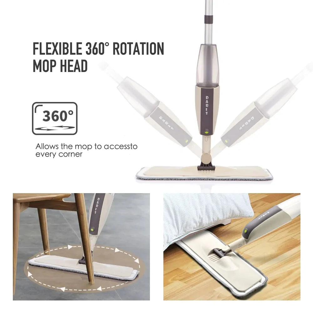 Floor Mop with Reusable Microfiber Pads Anti Spier