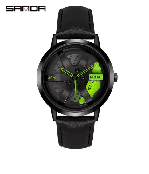 Men's 3D Car Wheel Sports Watch - Waterproof Quartz Anti Spier