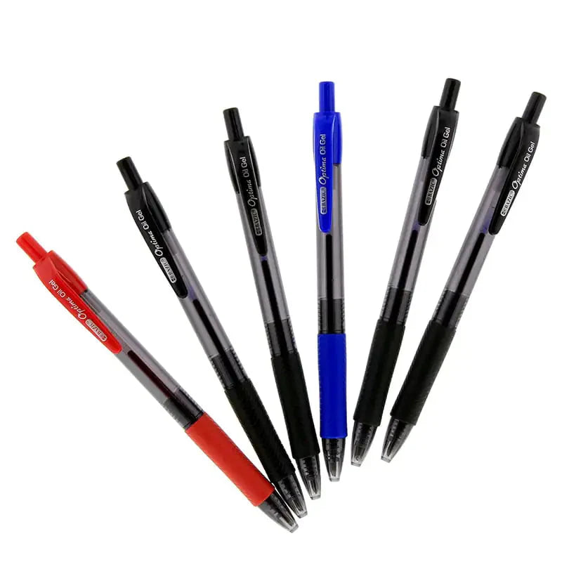 Optima Blue Oil-Gel Ink Retractable Pen w/ Grip (3/Pack) Anti Spier