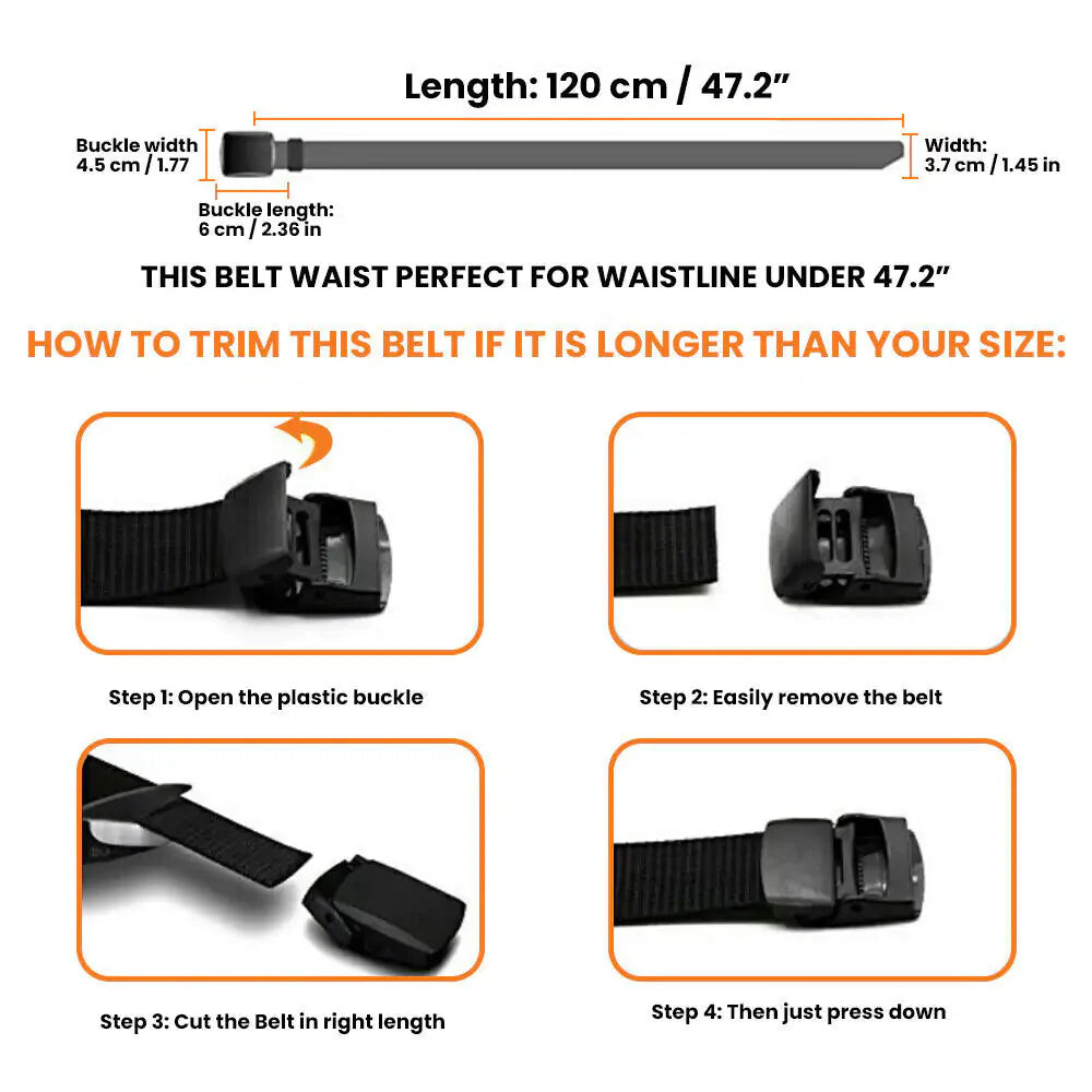 Men's Plastic Cam Buckle Nylon Belt Anti Spier
