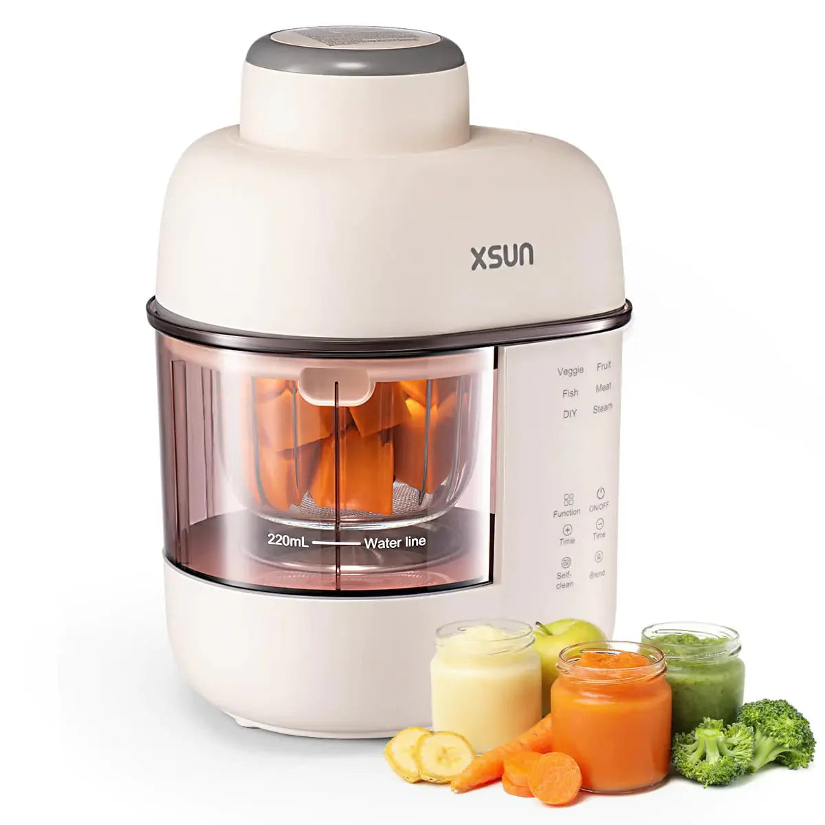 XSUN Baby Food Maker One Step Baby Food Processor Steamer Puree Blender Auto Cooking & Grinding Keep Warm and Timer SUS304 Stainless Steel Blades with Self Cleans Touch Screen Control Anti Spier